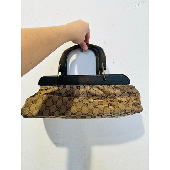 GUCCI Fall 2002 Tom Ford Classic Brown Monogrammed GG Canvas Wood Handle Doctor - Picture 2 of 16